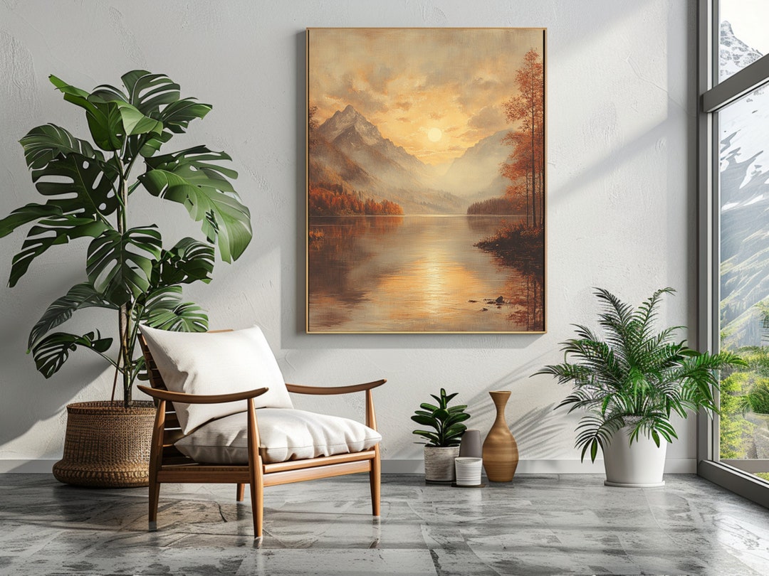 Autumn Mountain Lake Sunset Wall Art - Digital Download, Scenic ...