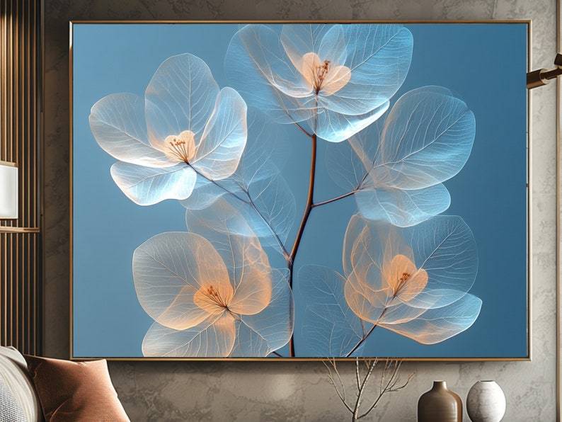 Eucalyptus Xray Art Print Modern Botanical Decor Instant Download PNG