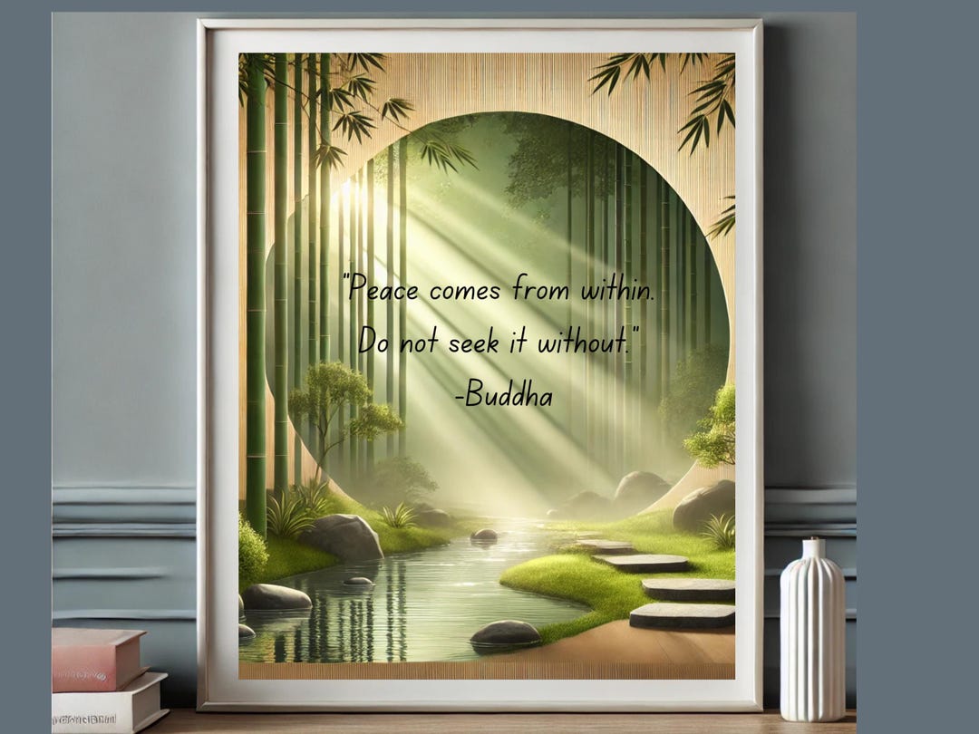 Peaceful Bamboo Zen Quote Art Digital Download - Buddha Quote Wall Art ...