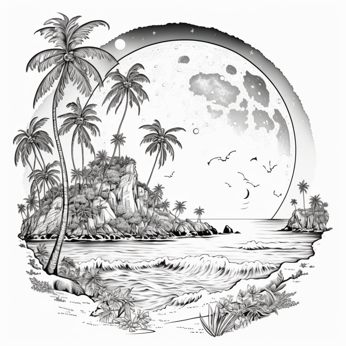 Beautiful Beaches Coloring Pages Etsy