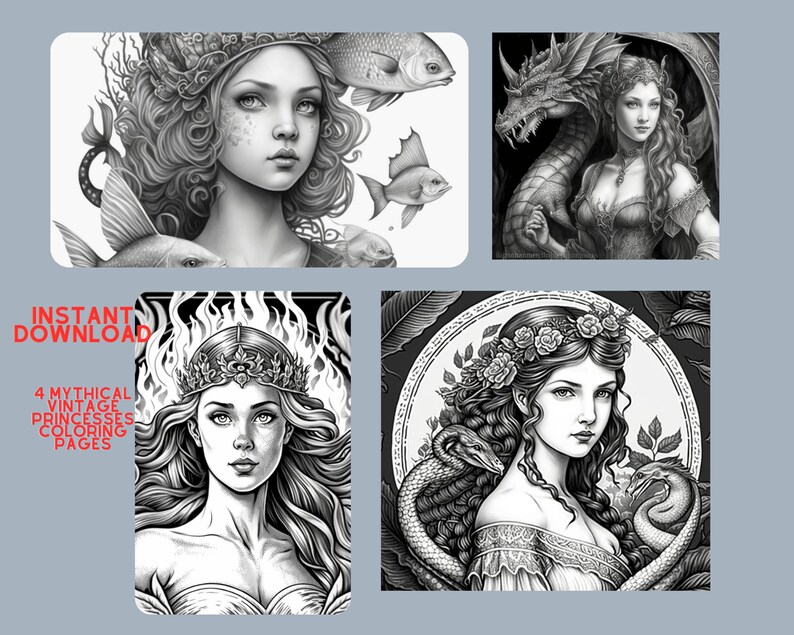 10 Mythical Princess Printable Coloring Pages for Enchanting Imaginations
