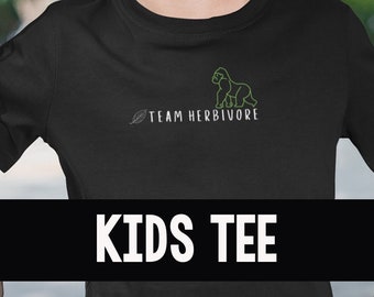 Team Herbivore kids cotton tee | cute vegan t | vegan activist | animal lovers | gift t shirt | cute gorilla cartoon