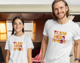 Vegan family Team Herbivore matching shirts, cute matching vegan tshirts for mum, dad and vegan child