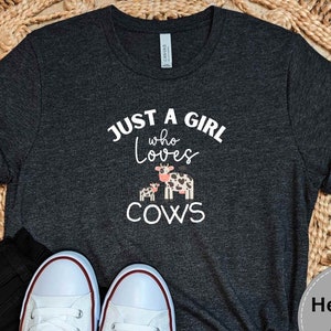 Just a girl who loves cows | cute funny tee | animal lovers cows tshirt | cows shirt for girls