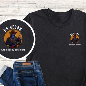 Go Vegan gorilla top, and nobody gets hurt funny tee | vegan activist | animal lovers | gift t shirt | animal gangster t | gorilla gangsta |