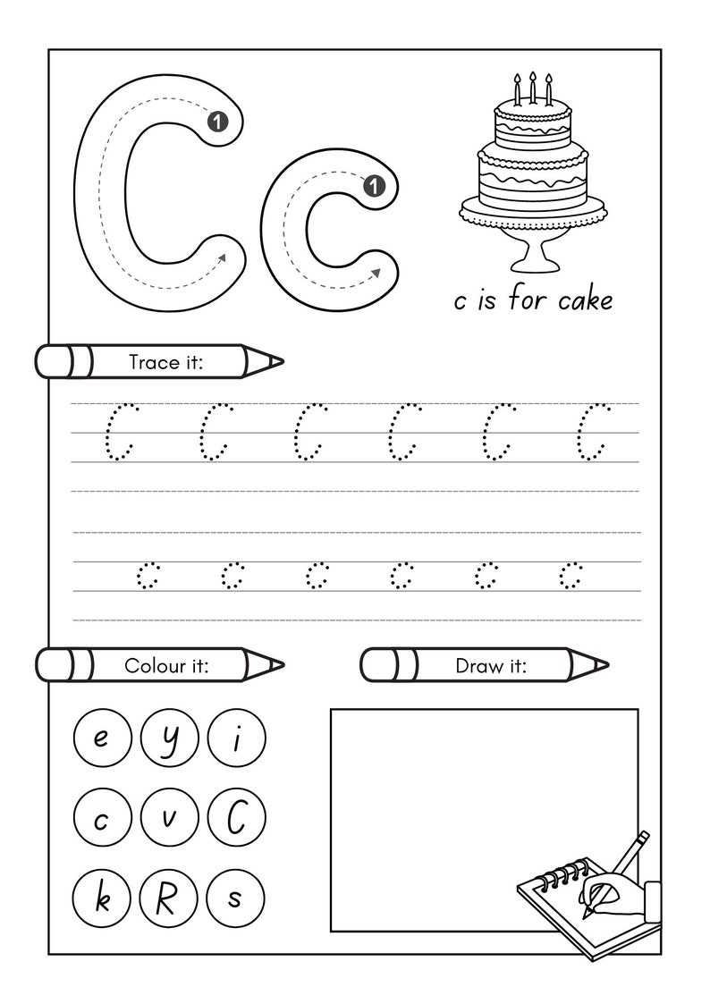 26 Letters Alphabet Worksheet Bundle, Kindergarten, English - Etsy