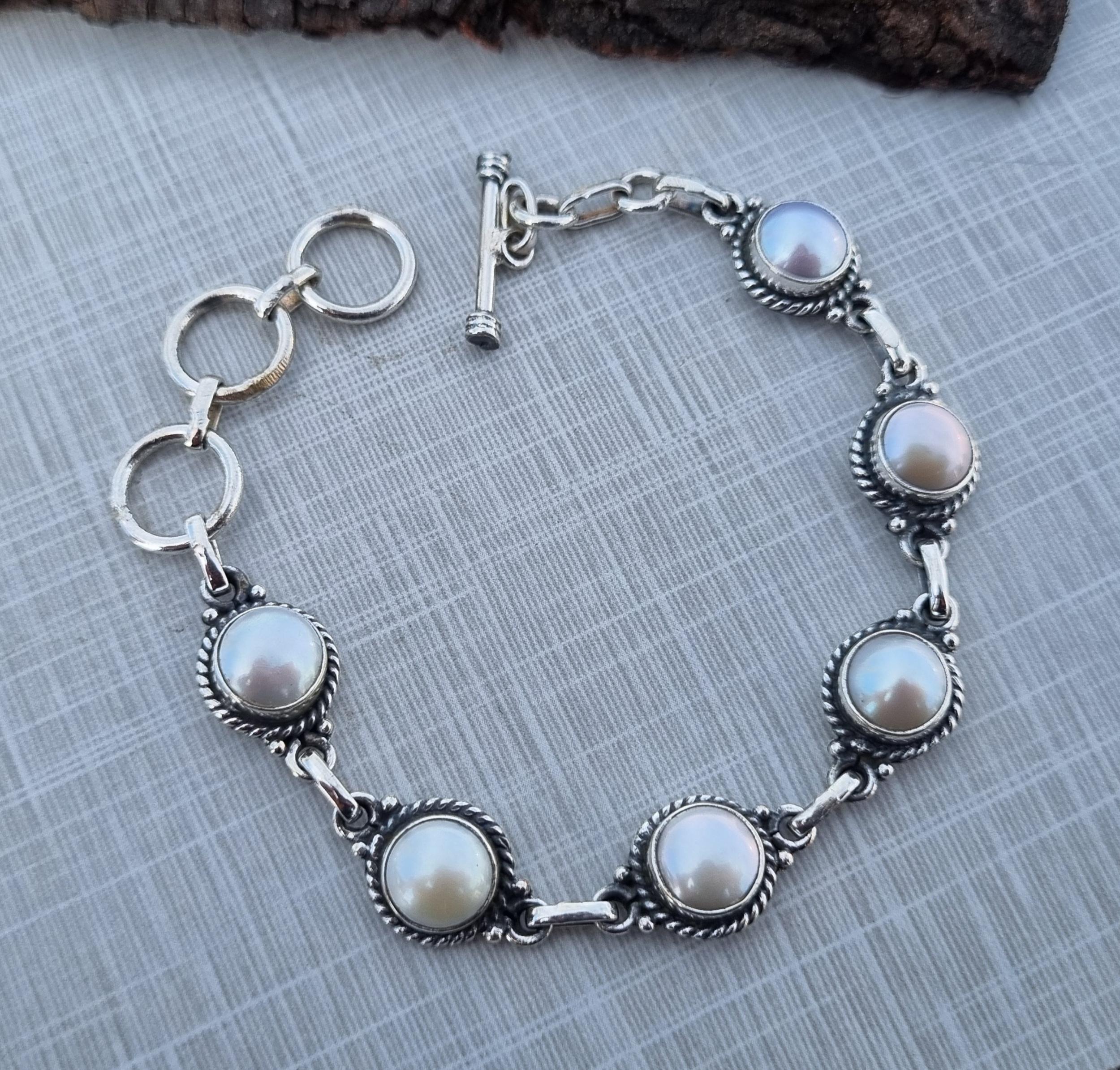 Handmade Pearl Bracelet: 925 Sterling Silver Gemstone Bracelet - Etsy
