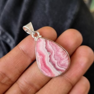 Rhodochrosite Pendant: Handmade 925 Sterling Silver Gemstone Jewelry