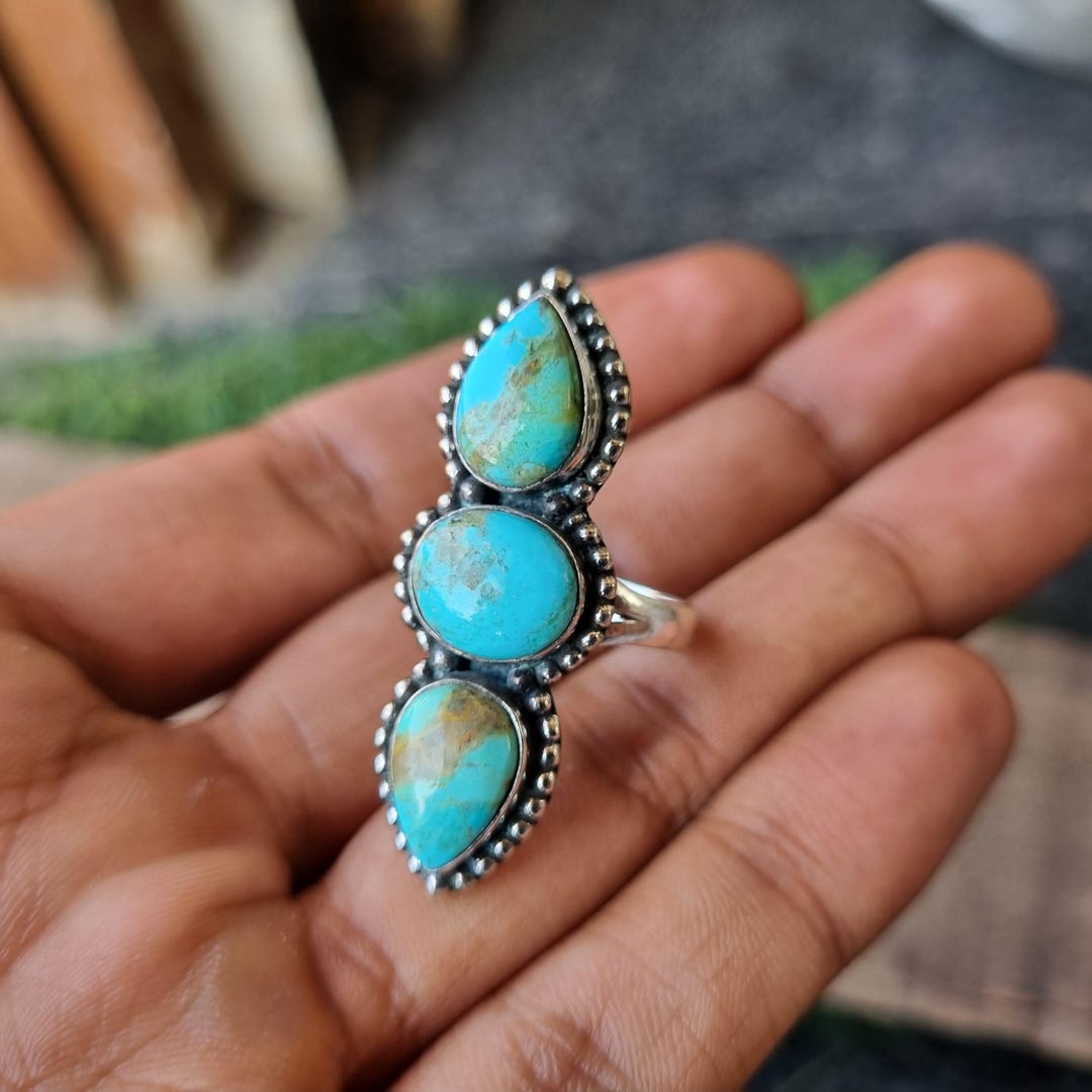 Mohave Turquoise Ring: Handmade 925 Sterling Silver Gemstone - Etsy