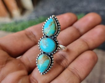 Mohave Turquoise Ring, 925 Sterling Silver Ring, Handmade Ring, Women Ring, Gemstone Ring, Wedding Anniversary Ring, Bridal Jewelry Gift