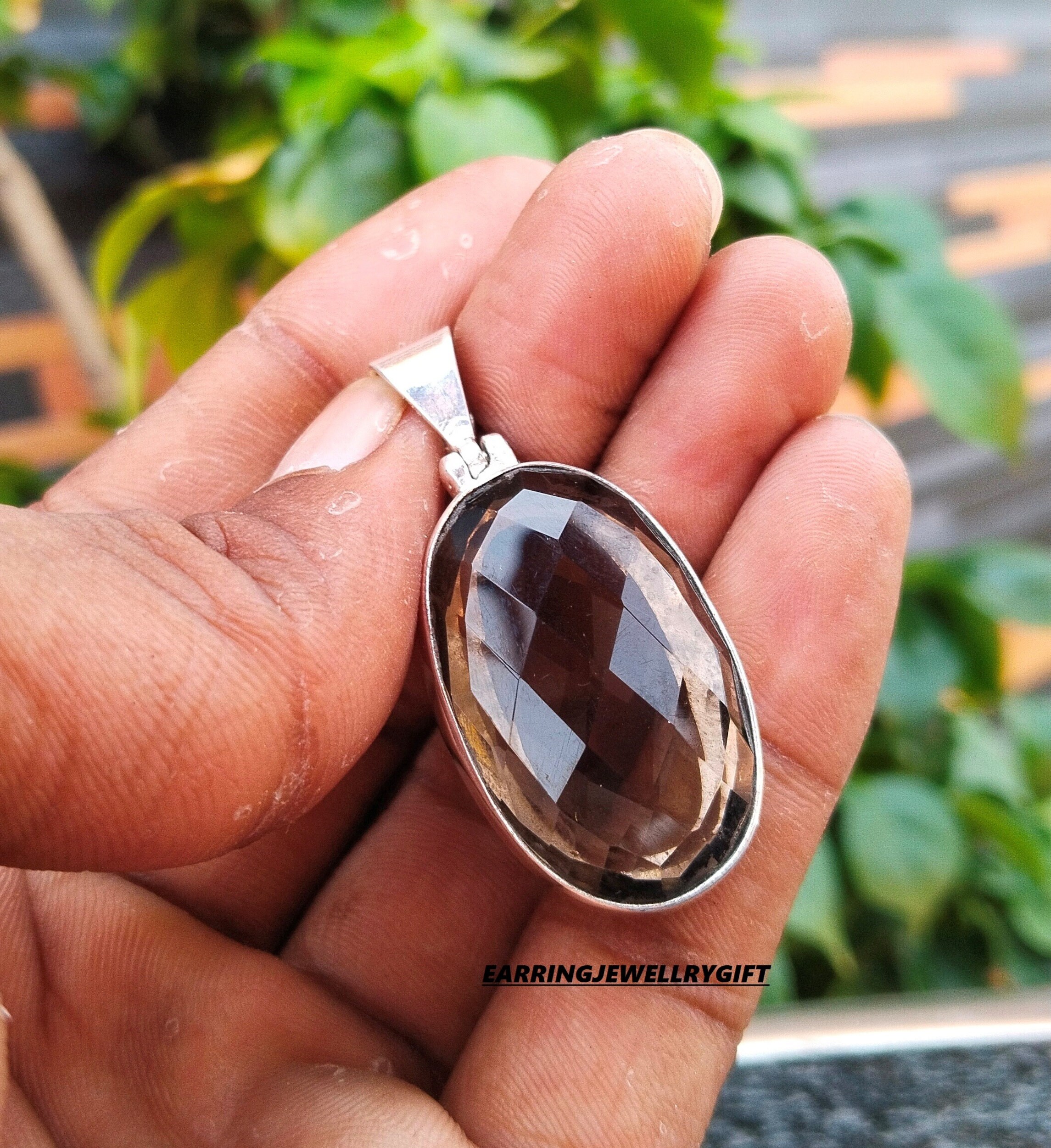 Smoky Quartz Pendant: Handmade 925 Sterling Silver, June