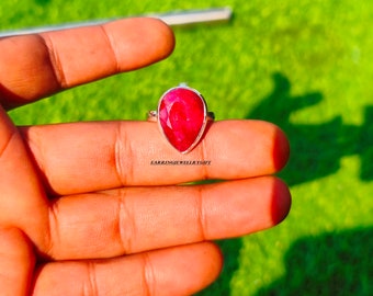 Minimalist Ruby Ring: Handmade Solid Sterling Silver Dainty Ring