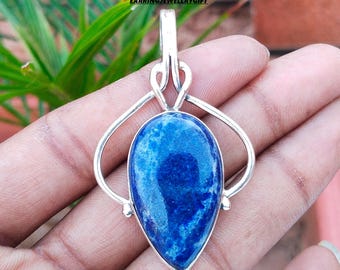 Lapis Lazuli 925 Sterling Silver Pendant: Gemstone Jewelry Gift
