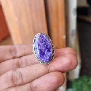 Beautiful Charoite Ring, Gemstone Ring, 925 Sterling Silver Handmade Ring, Women Ring, Statement Ring, Purple Charoite Jewelry, Gift For Her