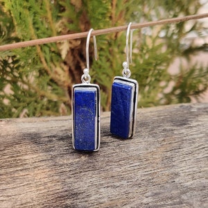Handgjorda örhängen i sterlingsilver med lapis lazuli: Boho bröllopssmycken
