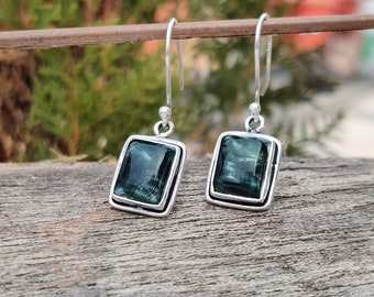 Handmade Seraphinite Drop Earring: 925 Sterling Silver Gemstone Jewelry