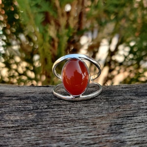 Natural Carnelian Ring, Handmade Silver Ring, 925 Sterling Silver Ring, Gift for her, Long Oval Carnelian Ring, Natural Stone, Promise Ring
