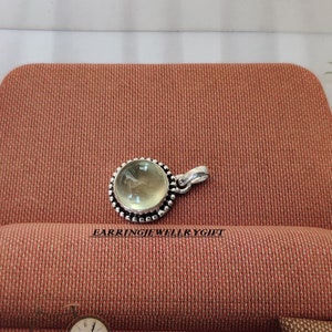 Handmade Prehnite Teardrop Pendant: 925 Sterling Silver Dangle
