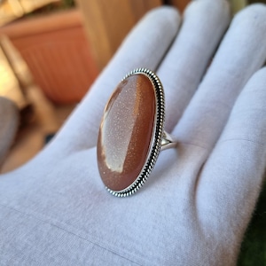 Handmade Natural Sunstone Ring: Elegant 925 Sterling Silver Jewelry