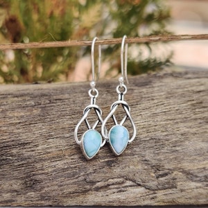 Larimar Pear Drop Earrings: Sterling Silver Dangle Jewelry