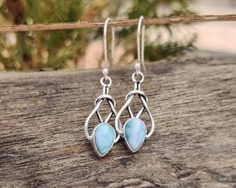 Larimar Earring-Pear Shape Earring-Dangle Earring-925 Sterling Silver Earring-Blue Larimar Earring-Beautiful Jewelry Gift For Her Christmas