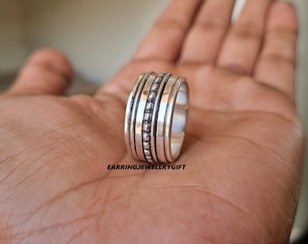 Sterling Silber Spinner Ring: Handgemachte Meditation Sorgen Ring
