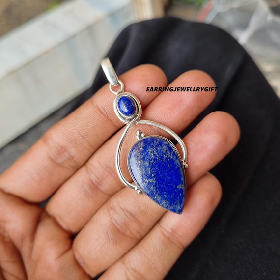 Handmade Lapis Lazuli Sterling Silver Pendant: December Birthstone Necklace