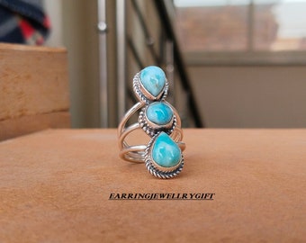 Handmade Larimar Ring: Sterling Silver Gemstone Jewelry