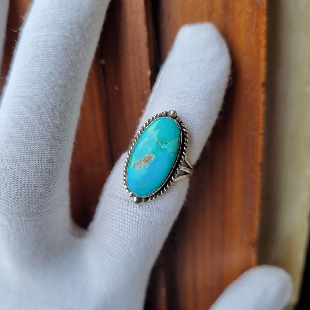 Handmade Mohave Turquoise Ring: 925 Sterling Silver Gemstone - Etsy