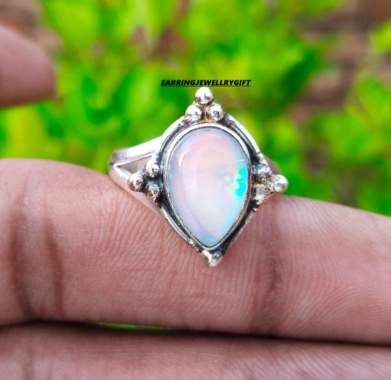Magnifique bague en opale, bague en argent sterling 925, bague