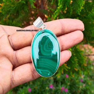 Colgante de malaquita - Colgante de piedra preciosa de malaquita - Colgante de plata de ley 925 - Joyería de piedras preciosas de plata hecha a mano - Collares con colgante de malaquita
