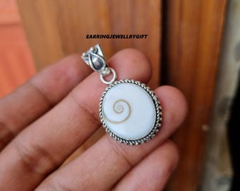 Sterling Silver Shiva Eye Pendant: Natural Gemstone Shell Necklace