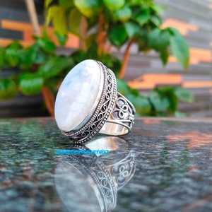 Rainbow Moonstone Ring: 925 Sterling Silver Gemstone Jewelry