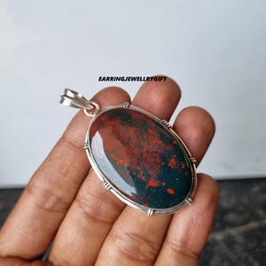 Bloodstone Pendant: Handmade 925 Sterling Silver Gemstone Jewelry
