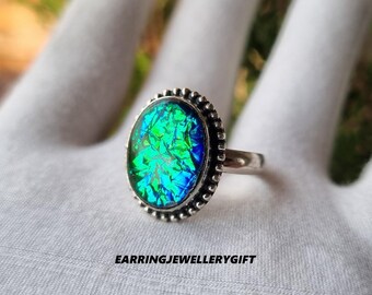 Doublet Opal Ring 925 Sterling Silver Handmade Gemstone Ring Jewelry