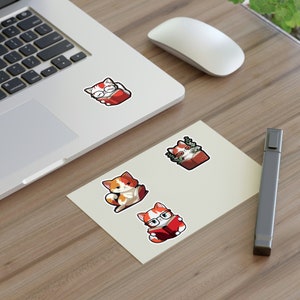 Silly Orange Cat Reading Books Sticker Pack voor laptops, waterflessen, tijdschriften, scrapbooking voor alle kattenliefhebbers