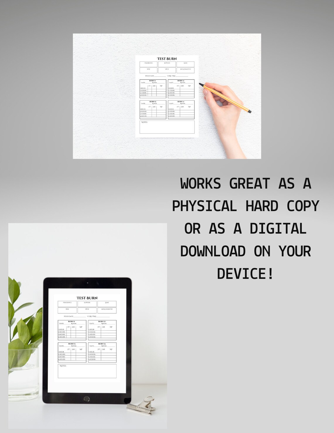 Candle Test Burn Sheet, Printable, Instant Download Etsy