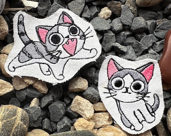 Kawaii anime cat machine embroidery design
