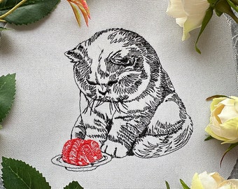 Japanese Cat Machine Embroidery Design - Cheeky Kitten (Digital File)