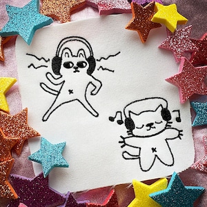 Cute cat machine embroidery designs - bundle of two DIGITAL embroidery files for instant download