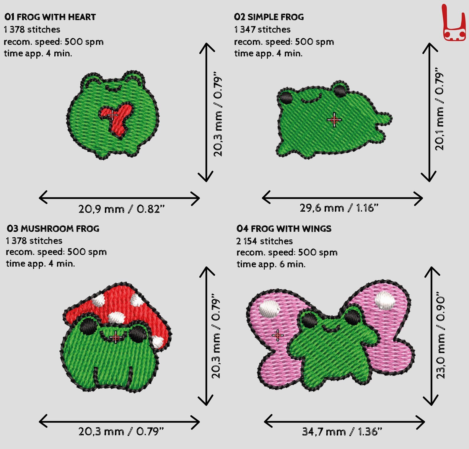 Sewing Machine Frog Tiny Frogs Machine Embroidery Bundle - DIGITAL File for Embroidery ...