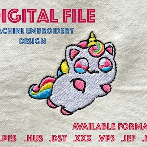 Anime unicorn machine embroidery design