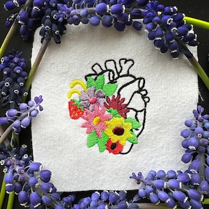 Blooming anatomical heat embroidery pattern - DIGITAl machine embroidery design for instant download