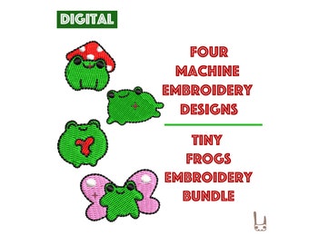 Tiny Frogs Machine Embroidery Designs – Cute Frog Bundle (Digital File)