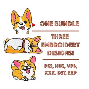 Corgi machine embroidery bundle