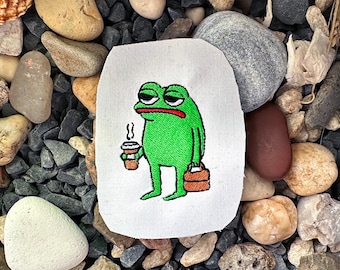 Grumpy Frog Broderidesign: Kaffeälskare Maskinfil (Digital Nedladdning)