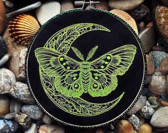Celestial Butterfly Machine Embroidery Design, Mystical Moth (Digital Download)