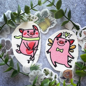 Motifs de broderie Funny Pig - lot de deux fichiers de broderie DIGITAL à télécharger instantanément