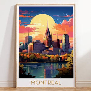 Montreal Travel Poster Printable Canada Wall Decor Print, Maximal Mid Century Modern Wall Art Hanging Eclectic Gallery Wall Digital Download