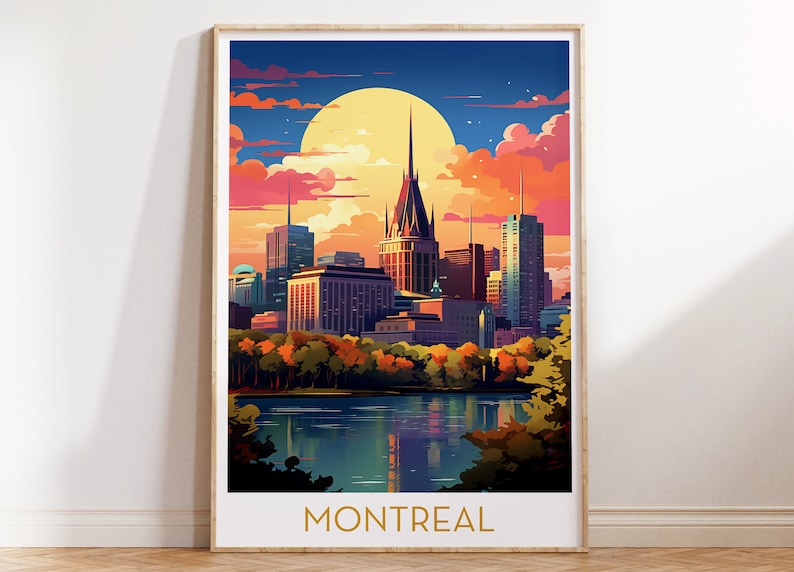 Montreal Travel Poster Printable Canada Wall Decor Print, Maximal Mid